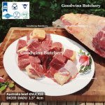 Beef BLADE Australia RALPHS frozen sampil kecil daging rendang PORTIONED CUTS 1.5" 4cm (price/pc 1kg)